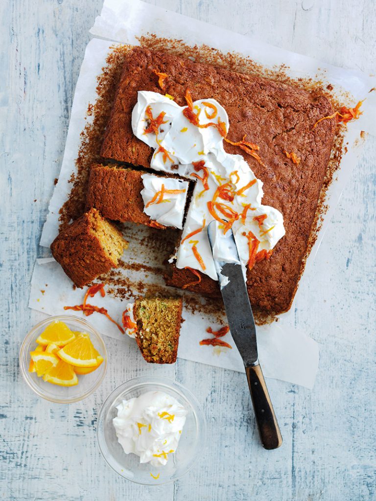Squidgy organic carrot and courgette cake